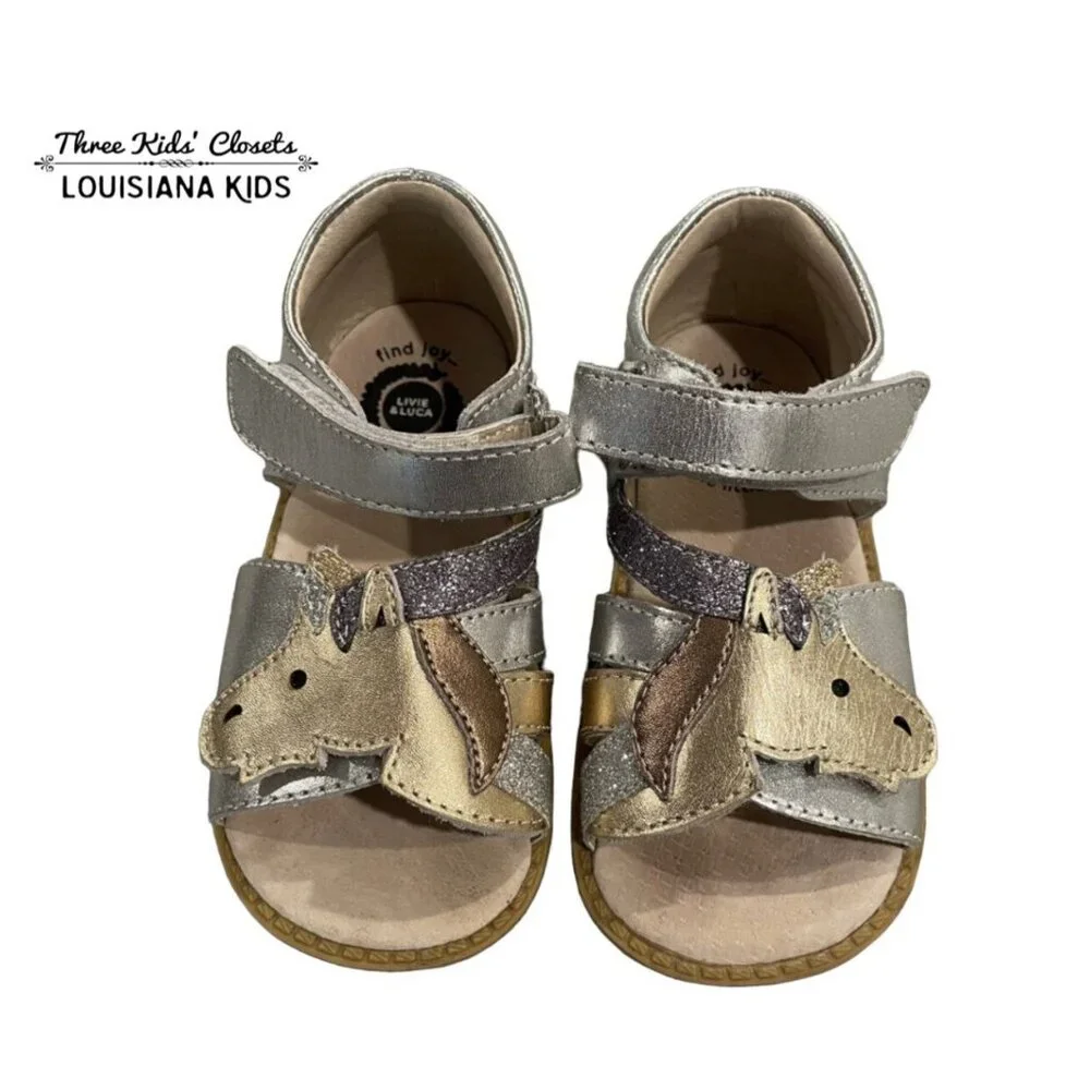 Livie & Luca 8M Metallic Leather Unicorn Sandals